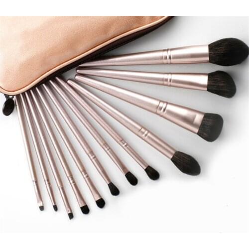 12Pcs Makeup Brushes Set Luxury Gold Foundation Powder Blusher Eyeshadow Blending Bronzer Cosmetic Brush Kit with Bag