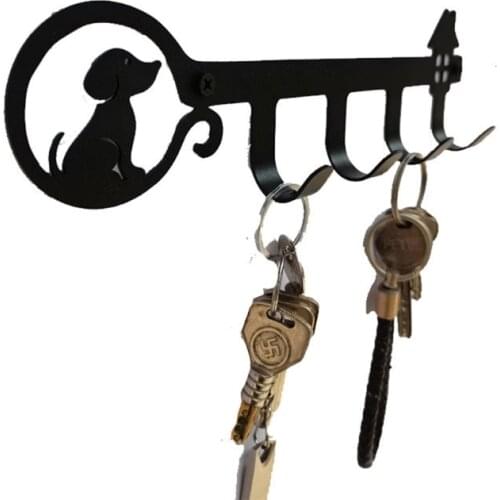 Wall Mounted Key Holder 4 Hooks Hanging Rack Cute Dog Decorative for Coat Clothes Towel Hat Handbag Organizer