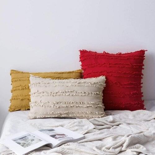 Cushion Cover 45x45cm Pillow Cover Living Room Sofa Decor Pillow Case Tassels Striped Housse De Coussin Autumn Home Decoration