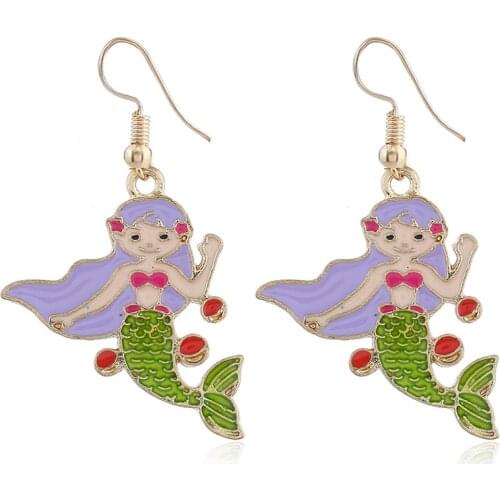 New Design Creative Geometric Acetate alloy Drop Earrings Personality Acrylic Mermaid Shape Pendant Earrings For Girls