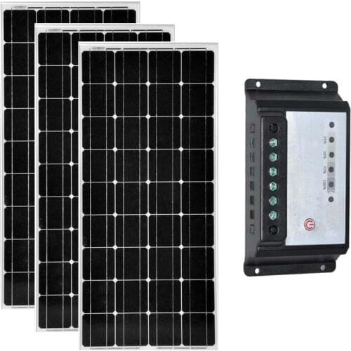 Solar Panel 12v 100w 3Pcs Zonnepanelen 300w Solar Charge Controller 12v/24v 20A Solar Home System Motorhome Caravan Camp Car