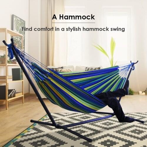 Portable Outdoor Indoor Canvas Hammock Stand Multi-functional Camping Sleeping Swing Hanging Bed Yard Garden Furniture