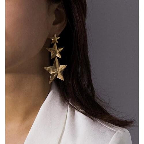 Simple Three-dimensional Star Earrings Stereoscopic Geometric Earrings Korean Style Modern Dangler Gift Pendientes