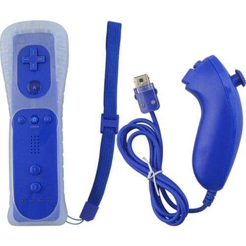 Remote and Nunchuck Controller Gamepad With Silicone Case and Hand Strap for W-i-i