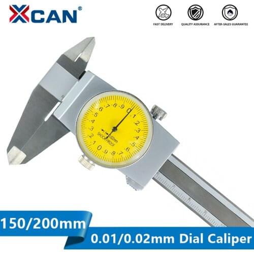 XCAN Caliper Shockproof Dial Caliper 0-150/200mm 0.01 0.02mm Dial Gauge Stainless Steel Vernier Caliper Micrometer Measure Tool
