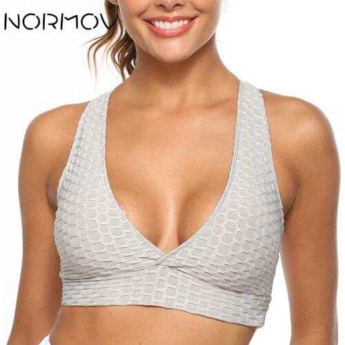 NORMOV Push Up Sports Bra Yoga Tops Breathable Fitnes Brassiere Femme Sport Top Sport Fitness Top Active Wear Women Bra
