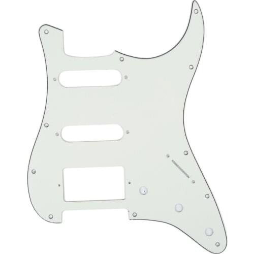 Musiclily HSS 11 Hole Guitar Strat Pickguard for Fender USA/Mexican Made Standard Stratocaster Modern Style, 3Ply Parchment