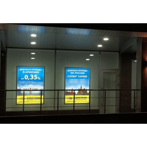 60x90cm Slim Aluminum Snap Frame LED Illuminated Advertising Display Light box Single Side Cable Wires Hanging for Shop Window