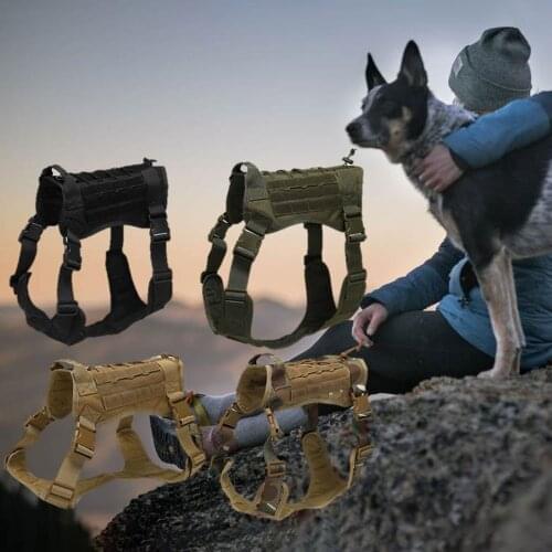 Outdoor Dog Harness Waterproof Fabric Buckles Quick Fastening Tape Handle MOLLE System Training Dog Vest