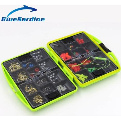BlueSardine Fishing Box Pesca Acesorios Carp Fishing Tackle Box with Hooks Swivels Fishing Accessories