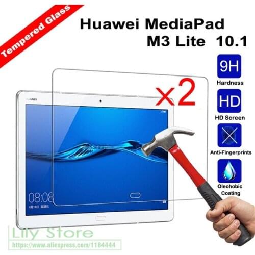 2pcs / a Lot MediaPad M3 Lite 10 Tempered Glass for Huawei MediaPad M3 Lite 10 10.1 inch Tablet Screen Protector Protective Film