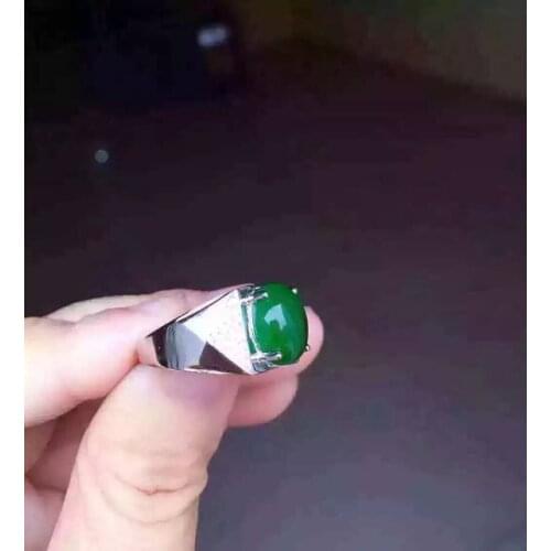 Natural green jasper stone Ring Natural gemstone Ring S925 sterling silver trendy luxurious Square women gift Jewelry