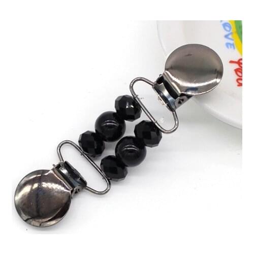 1pcs Simple black glass bead jacket sweater shawl shirt shirt collar pin brooch duckbill metal clip gold buckle