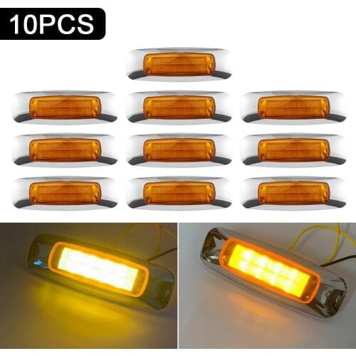 10pcs 8LED Side Taillight Side Marker Light Electroplated 12V/24V Car External Lamp For Pickup Truck Warning Safety Brake Lights