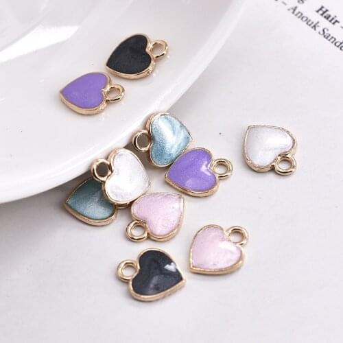 10pcs/lot 10mm Mini Sweet Heart Charms Zinc Alloy Enamel Charms For DIY Necklaces Bracelets Jewelry Accessories