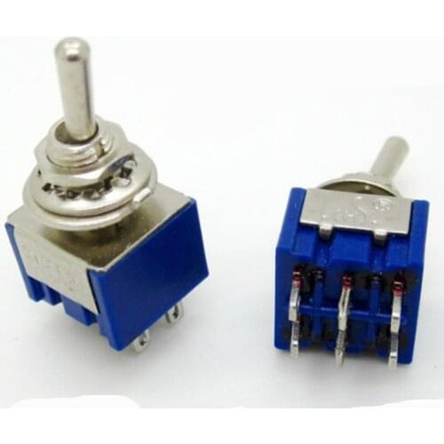 100Pcs 6 Pin 2 Position ON-ON DPDT Mini Latching Toggle Switch AC 125V/6A 250V/3A