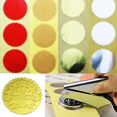 100pcs Gold Vintage Embosser Stamp Sealing Blank Certificate Self-Adhesive Stickers (4 colour)