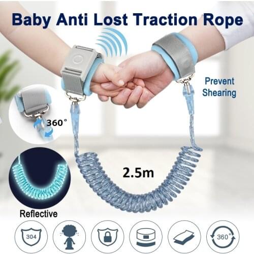 2.5m Baby Anti Lost Wrist Link Magnetic Lock Upgrade Kids Anti Lost Band Reflective Leash Harness Strap Childrens Safety Rope