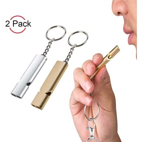 2PCS Emergency Whistles Double Tubes Survival Lifeguard Whistle Lanyard Keychain For Outdoor Camping Boating Hunting Fishing