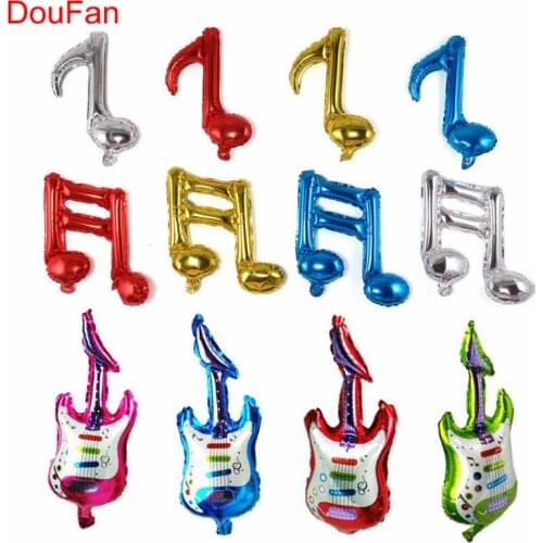 5pcs inch Foil Balloon Guitar Instrument Balloon Musical Note Balloons Kids Birthday Party Decoration Gold Balloons Home Decor