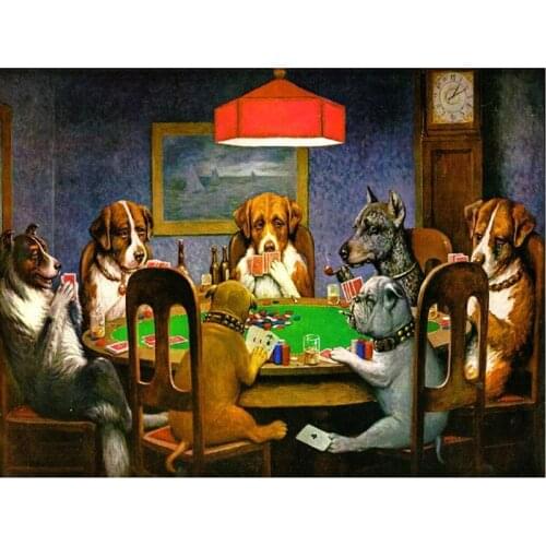 5D Diamond Embroidery Cross Stitch Dogs Play Poker DIY Diamond Painting Diamond Mosaic rhinestones Home Decor love gift