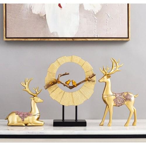 Home Decor Accessories Modern Deer Statues Nordic Animal Sculpture Fengshui Decor Living Room Office Desk Decoration Gifts