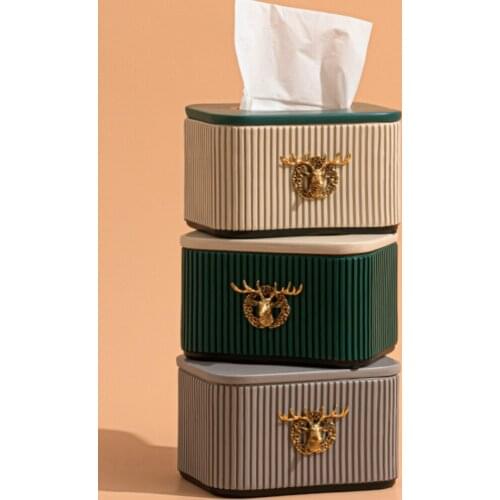 American Luxury Tissue Box Storage Multifunctional Metal Tissue Box Green Creative Cover Square Serwetki Papie Home Decoration