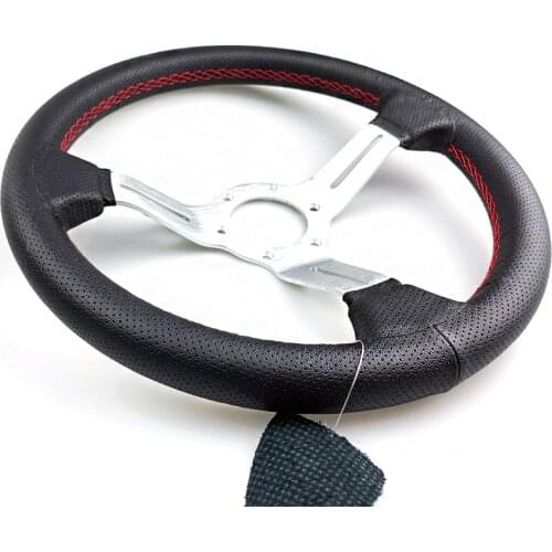 Free Shipping Car Styling 13"/330mm Steering Wheel ND Real Leather Racing Drifting Tuning Steering-Wheel Red Stitching