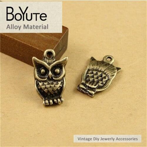 BoYuTe (100 Pieces/Lot) 16*11MM Antique Bronze Plated Zinc Alloy Materials Animals Small Owl Charms Jewelry Pendant Findings