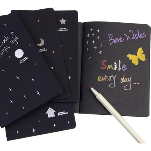 Blank Black Paper Sketch Book Inner Page Diary Notebook Drawing Album DIY Graffiti Picture Painting Paper School Art Supplies