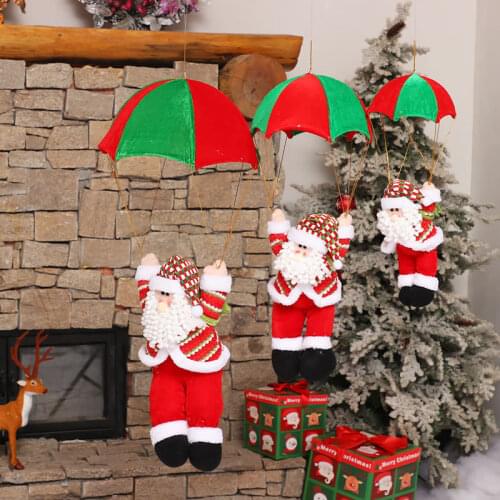 20/30cm Santa Claus Parachute Doll Ceiling Decoration Red Green New Style Popular Cute Childrens Toy Holiday Gift 2021