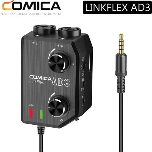 CoMica LINKFLEX AD3 Two-channels XLR/3.5mm Microphone Preamp Mixer For 3.5mm DSLR Cameras Smartphones