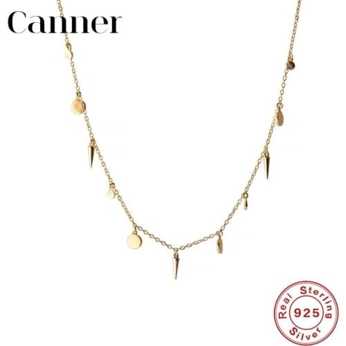 Canner 100% 925 Sterling Silver Choker Necklaces Stackable Chain Gold Necklace For Women Fine Jewelry Gift naszyjnik Collares W5