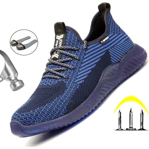Summer Flying Woven Anti-Smashing Anti-Stab Sports Casual Safety Shoes Steel Head Wear-Resistant Breathable Work Shoes