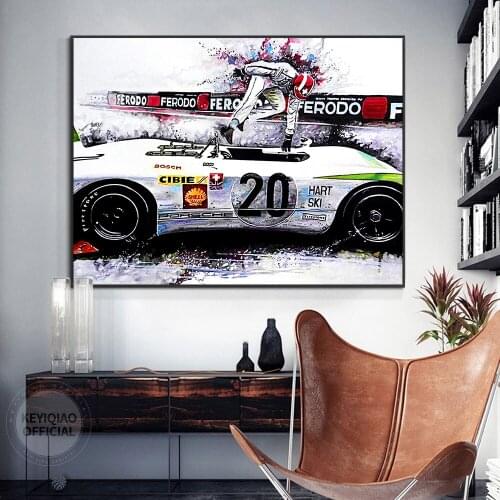 Motor Racing Art Seppi on Cars 908 in the 1969 Le Mans 24 hours Canvas Prints Wall Art Picture for Home Decor Frameless