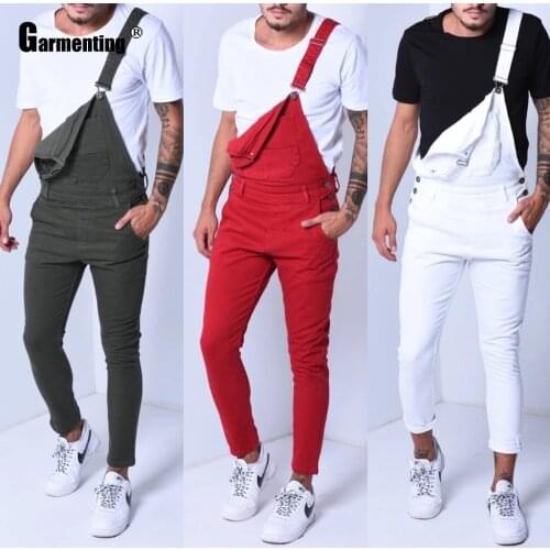 Mens Jeans Demin Jumpsuit Casual Red Black Overalls Skinny Playsuits Leisure One-Piece Pantalon Plus Size 3XL Men Clothing 2021