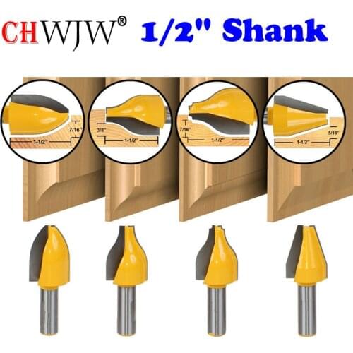 4 Bit Vertical Raised Panel Router Bit Set - 1/2" Shank door knife Woodworking cutter Tenon Cutter for Woodworking Tools