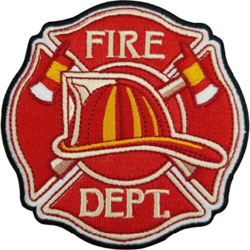 Fire Dept Embroidery Patch Iron on Fireman Cool Badges Custom Designer Logo Appliques Jackets Vests Hats Accessories Sewing DIY