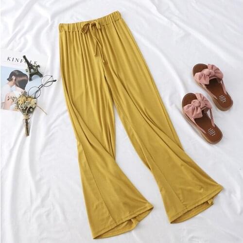 New Spring Autumn Casual Loose Trousers Women Fashion Thin Knitted High Waist Pants Lace-up All-Match Wide Leg Pants Female M697