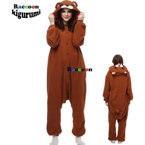 Men Kigurumi Animal Pajamas Cartoon Brown Bear Onesie For Adults Pajamas Cosplay Costume Unisex Sleepsuit Home Sleepwear Romper