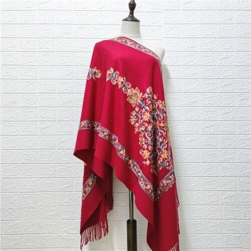 2021 Autumn Winter New Women Embroider Flower Shawl Scarf Female Cashmere Pashmina Thick Travel Scarves Wraps Warm Bufanda Mujer