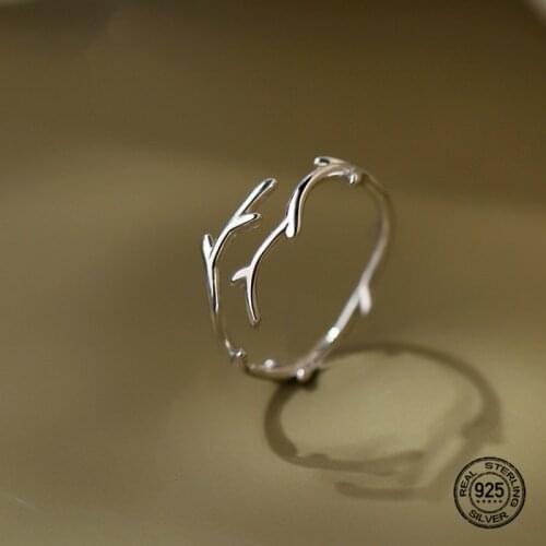 S925 Sterling Silver Antlers Couple Rings For Women Double Layer Adjustable Opening Simple Lovers' Anniversary Male Lady Jewelry