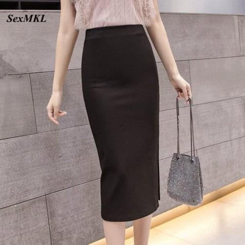 Plus size Faldas Mujer Moda 2020 Women High Waist Long Skirt Red Korean Style Sexy Office Lady Black Pencil Skirts Womens