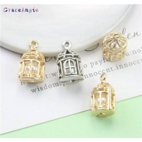 10pcs Bird Cage Shape Charms for jewelry accessories pearl beads pendant For necklace Bracelet Vintage Gift DIY Bohemia Earrings