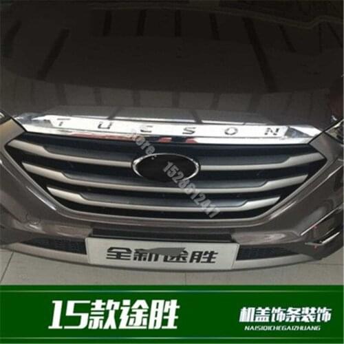 1PCS ABS plating for HYUNDAI TUCSON 2015-2020 CHROME FRONT HOOD BONNET GRILL LIP MOLDING COVER TRIM BAR GARNISH MESH