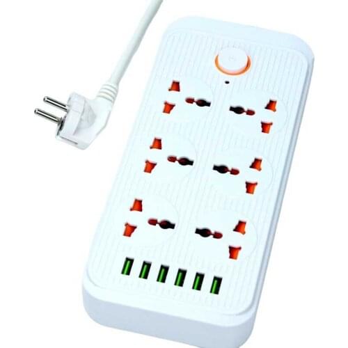 6 USB Multitap Network Filter EU Power Socket 1.8M Extension Cable 2 Round Pin EU RUS Plug Adapter Charge Socket For Phones