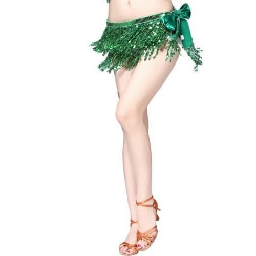 Multi Color Women Sexy Dancing Dancewear Tassel Bras Hip Wrap Scarf Sequin Waistband Tassel Skirt