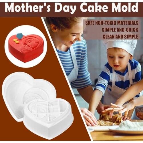 Mothers Day Silicone Cake Mold Love Birthday Silicone Chocolate Cake Decoration Tool DIY Heart Shaped Mold Kitchen Baking Tool