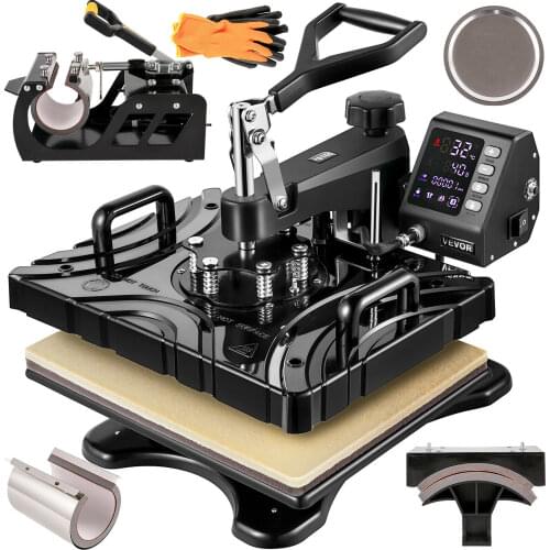 6 in 1 Heat Press Machine T-Shirt 12" X 15" Transfer Sublimation For Mug Cap Hat T-shirt