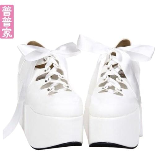 Princess sweet lolita shoes Summer and spring fashion thick floor muffin shoes tied with Lolitas sponge cake shoes women pu9639